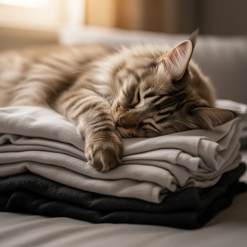 Pourquoi votre chat dort-il sur vos vêtements ? Décryptage d’un comportement affectueux