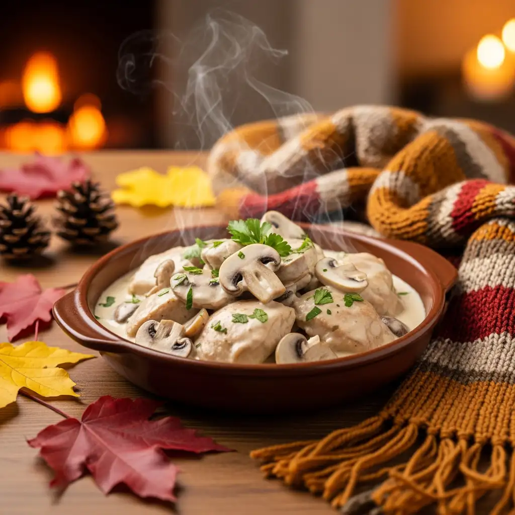 Le Poulet Crémeux aux Champignons : Votre Recette Réconfortante pour l’Automne-Hiver